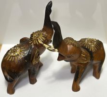 Elefantenpaar Holz Handgeschnitzt Handmade 19cm hoch