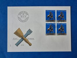 Ersttagsbrief Helvetia Cept Europa 4er Block 40Rp 28.3.1974