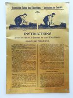 Enseigne métallique antique Instructions en cas d'accident