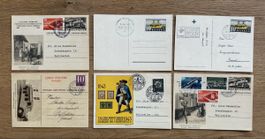 Schweiz - 6 Postkarten 1937-1952 mit schöner Frankatur