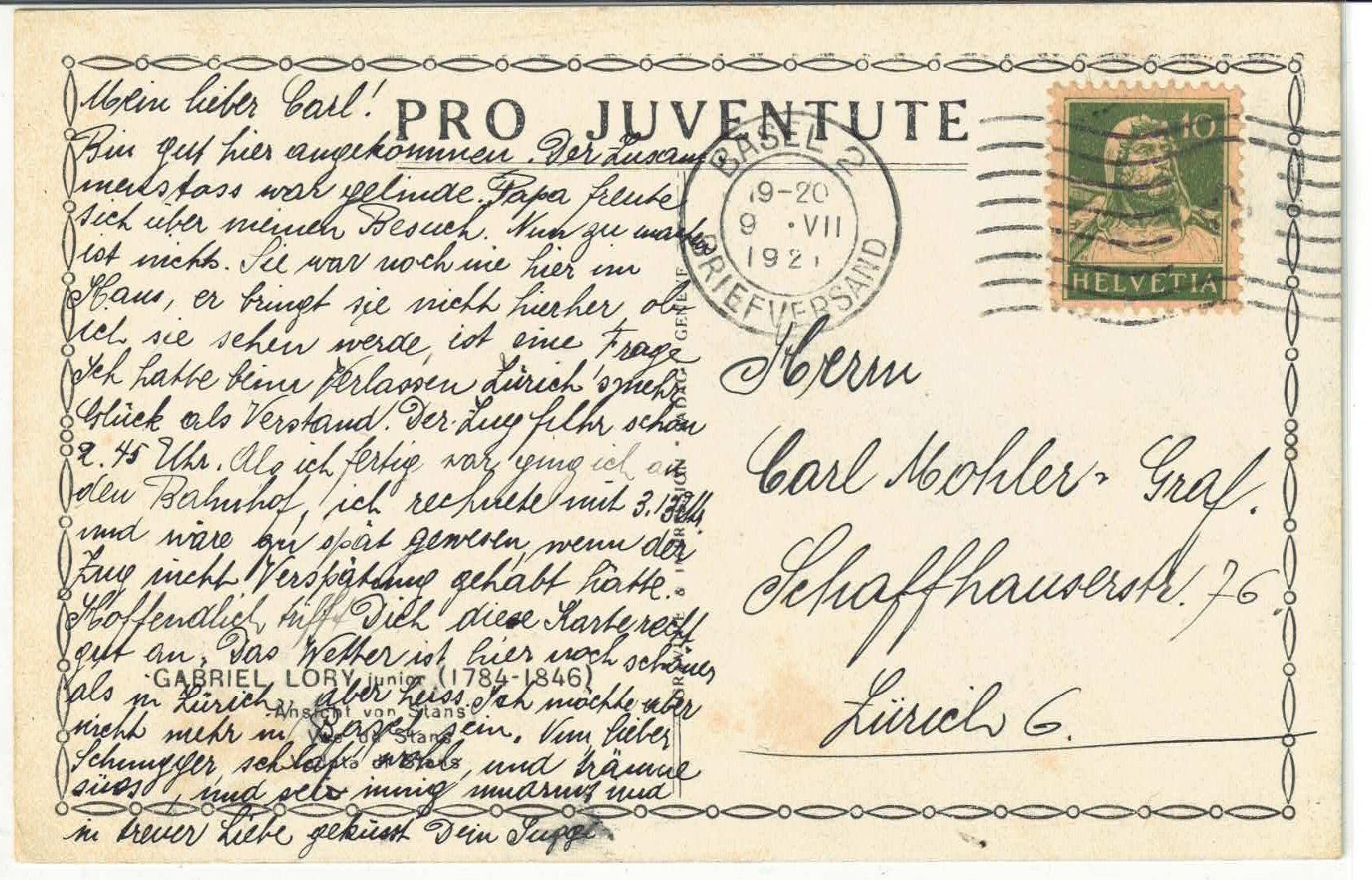 Cartoline postali: Pro Juventute - Gabriel Lory - Ansicht von Stans – Usato da Ettingen venduto da Kartenplanet 1