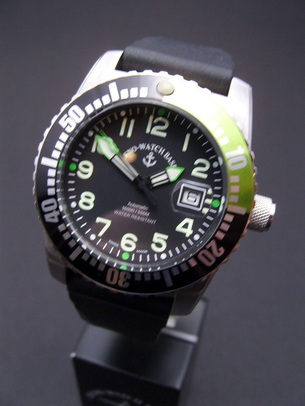Zeno Orologi: Neue Airplane Diver Automatic Numbers, black/green – Nuovo e nell'imballaggio originale da Mels venduto da niezie2002