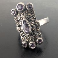 Vintage Ring mit Amethyst und Markasit, Silber 925