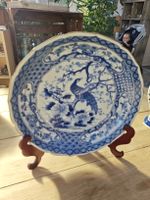 Zierteller blau weiss Motiv Pfau Durchmesser 31 cm
