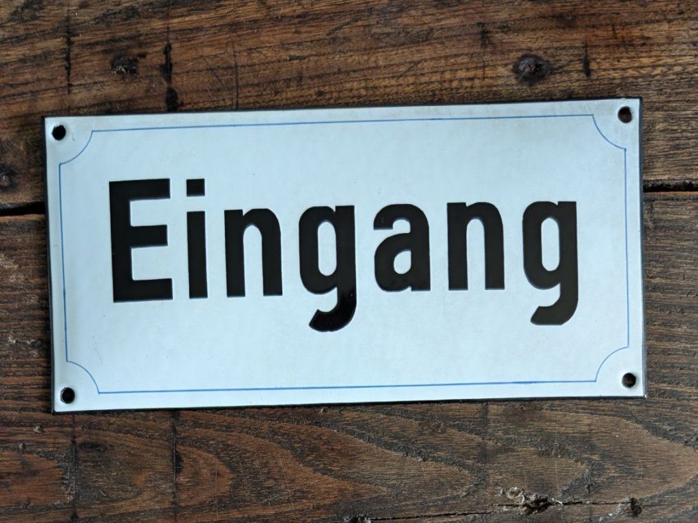 Schilder: altes Emailschild "Eingang" – Gebraucht aus Mönchaltorf von Blechfreund