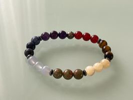 Chakra armband, rote Achat, aventu, Tigerauge, aquamarin