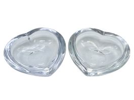 Paire vide poches suédois Orrefors verre forme de coeur