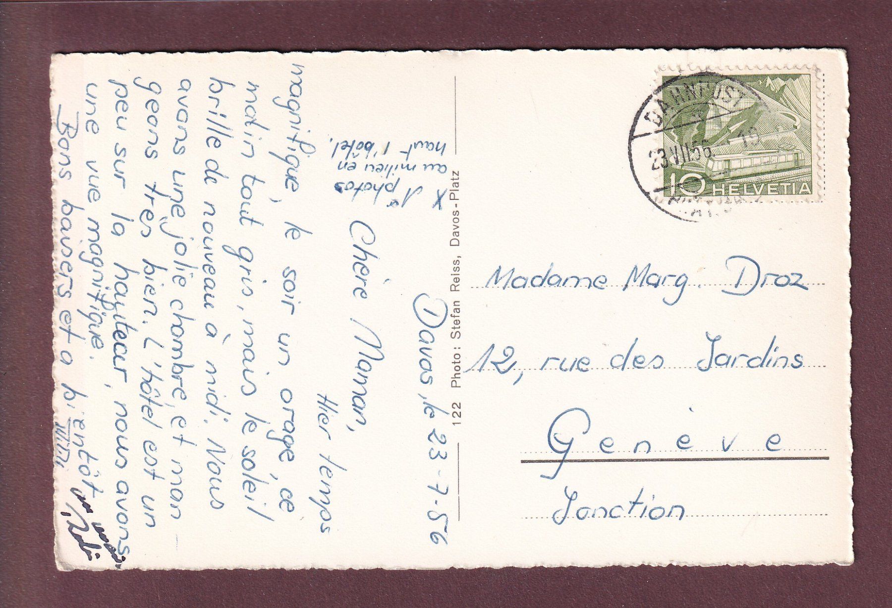 Cartoline postali: DAVOS - 9 Bilder - 1956 – Usato da Pully venduto da nicecards 1