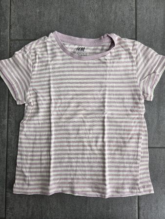 H&M T-Shirt gestreift, Grösse 98/104, lila/weiss