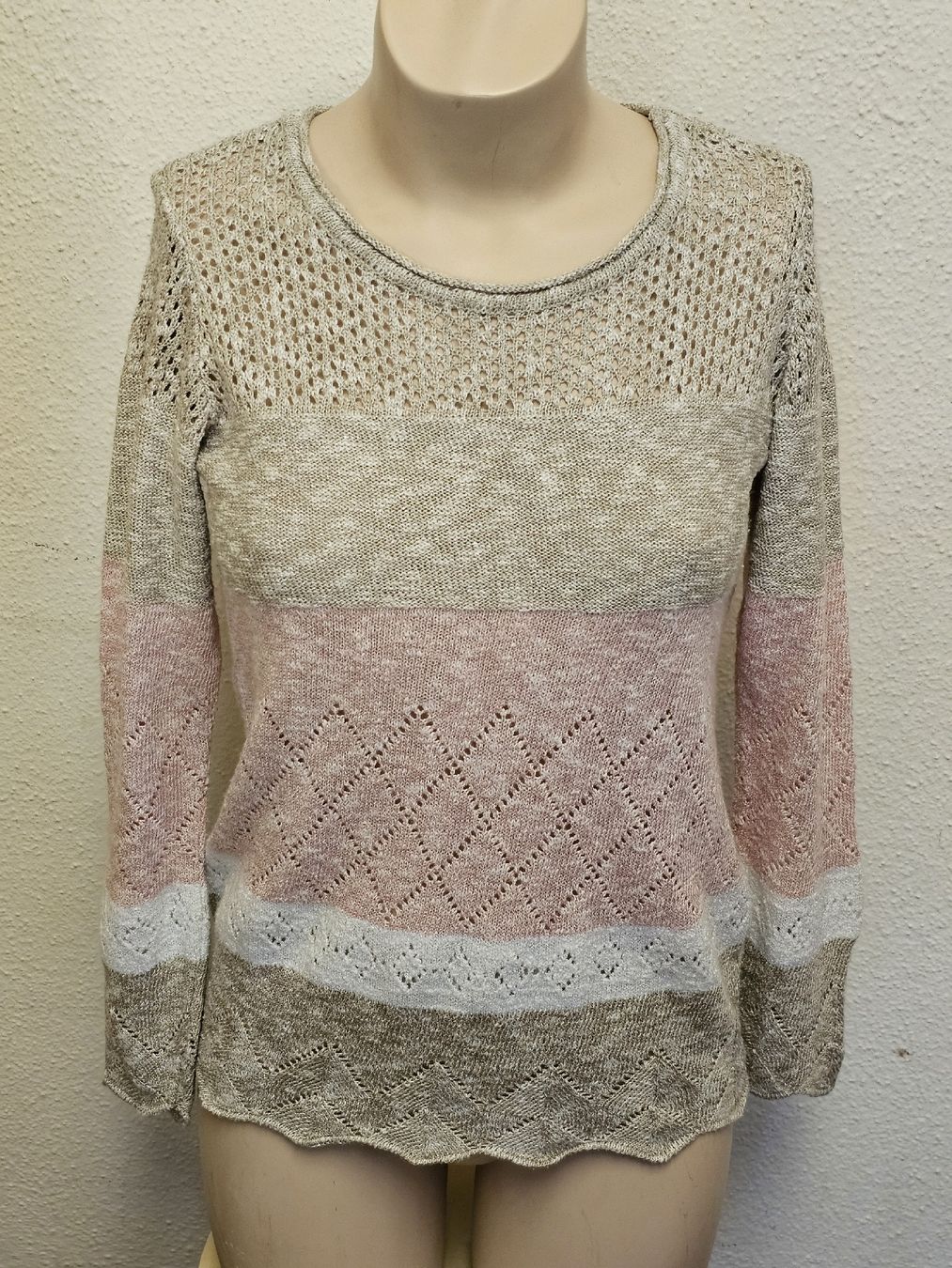 Maglioni & Felpe: Laura Kent Damen Pullover Beige/Rosa mit Ajourmuster Gr. 38  – Usato da Urdorf venduto da ole_mrp9 8