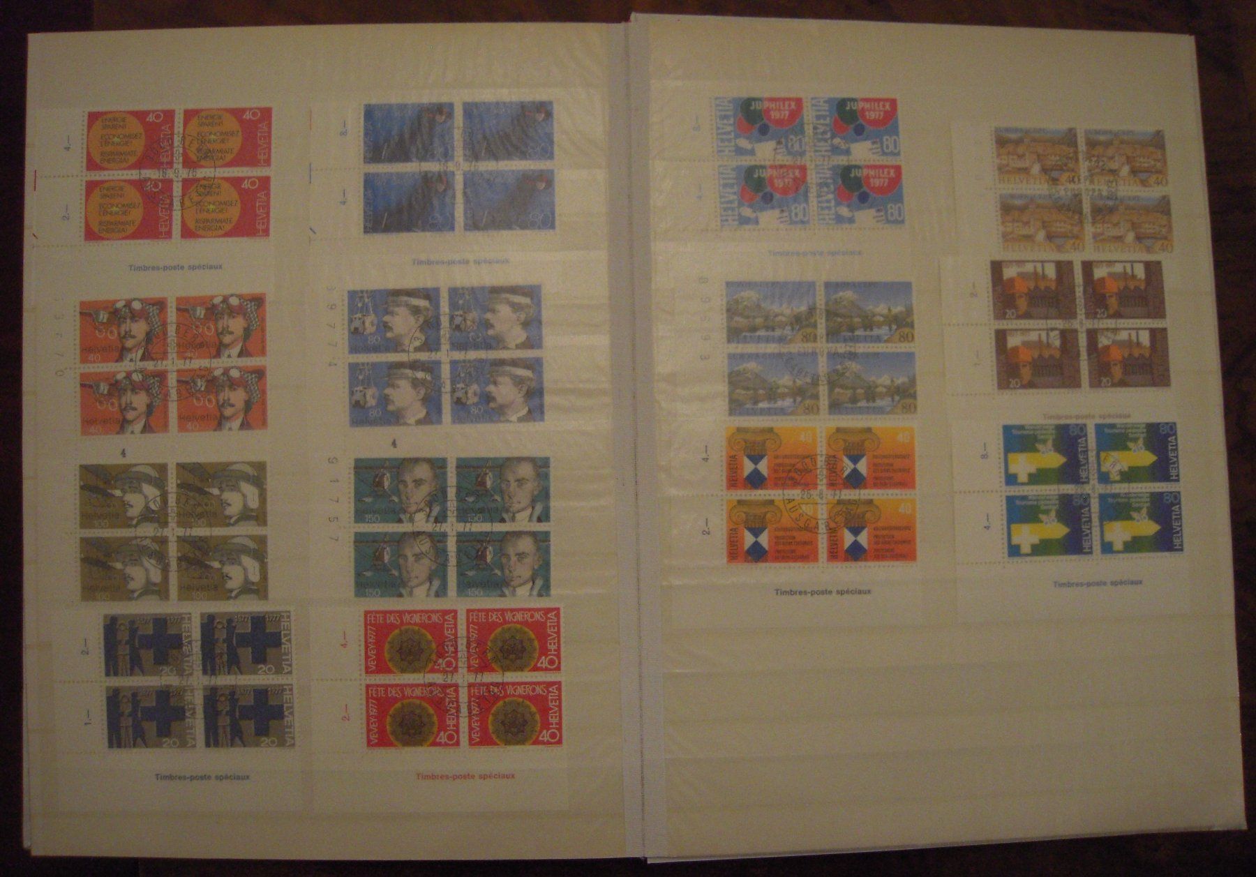 Tutti i francobolli: Viererblocks Schweiz 1970-1978, gest. meist FD – Usato da Stallikon venduto da Saentis2014 8