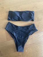 Bikini in Schwarz, trägerlos und High-Waist Gr M