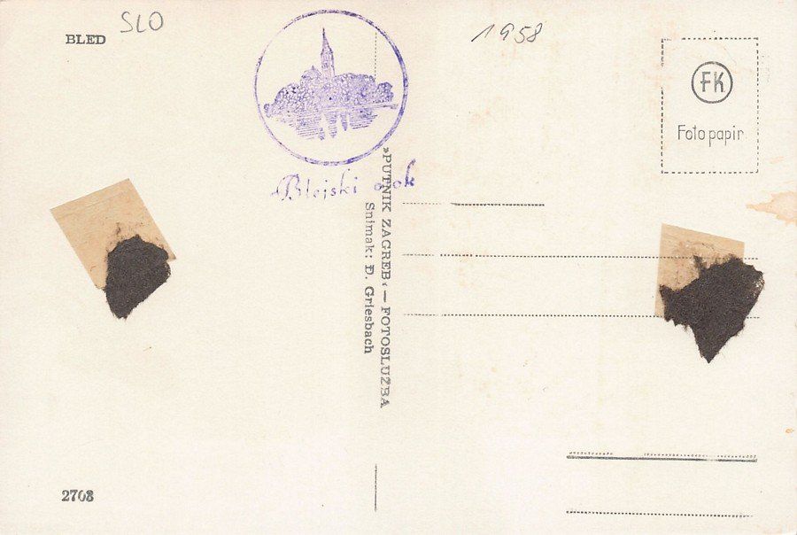 Cartoline postali: Bled, datiert 1958 – Usato da Frauenfeld venduto da POML 1