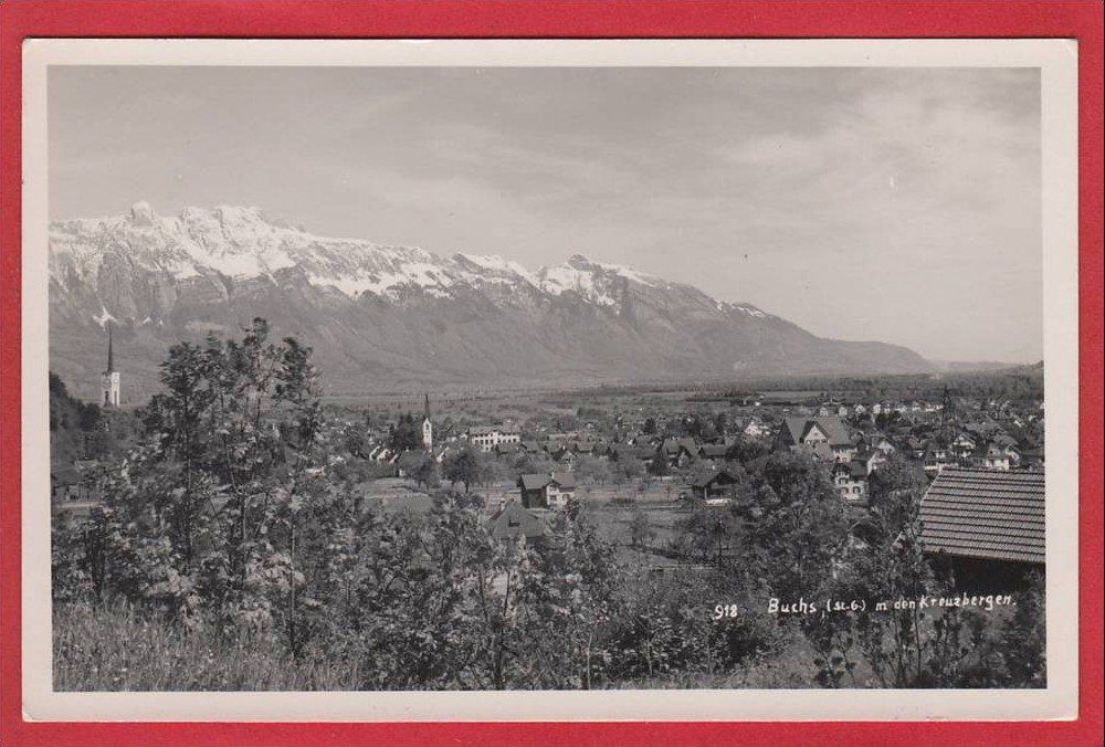 Cartoline postali: BUCHS MIT DEN KREUZBERGEN – Usato da Grüningen venduto da Kartenlaube