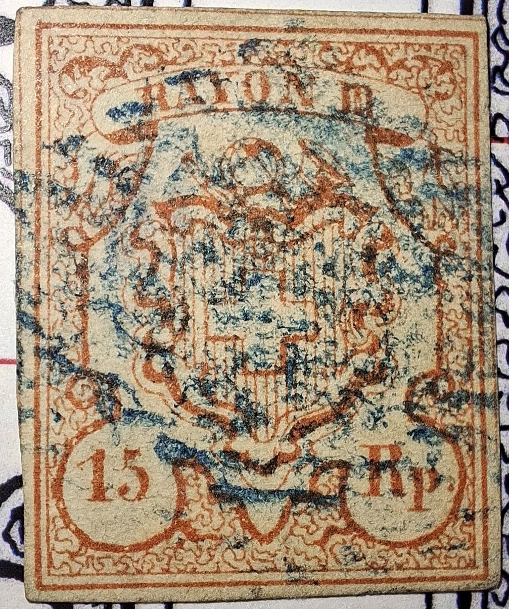 Tutti i francobolli: Rayon Nr. 18 Typ 4 Kat. 1000.- – Usato da Balgach venduto da SIMEON27