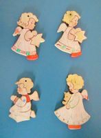 antike kleine Flachfiguren aus Holz / Engel / Erzgebirge