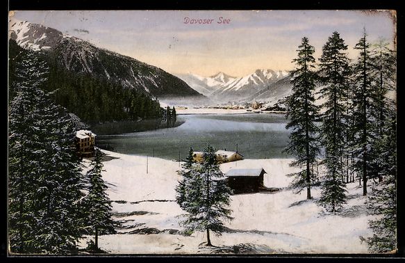 Cartoline postali: AK Davos, Davoser See im Winter, 1913 – Usato da Berlin venduto da bartko-reher