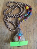 Boho, Vintage Kette Holzperlen mit Anhänger Ethno..