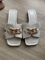 Sommer-Sandalen mit Goldkette, Gr. 38 - ungetragen