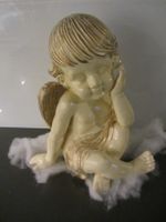 Engel Keramik, beige/gold, ca. 26 cm