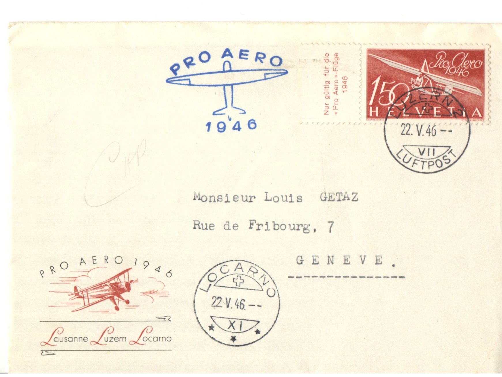 Alle Briefmarken: Flugpost – Gebraucht aus Echichens von mullerch