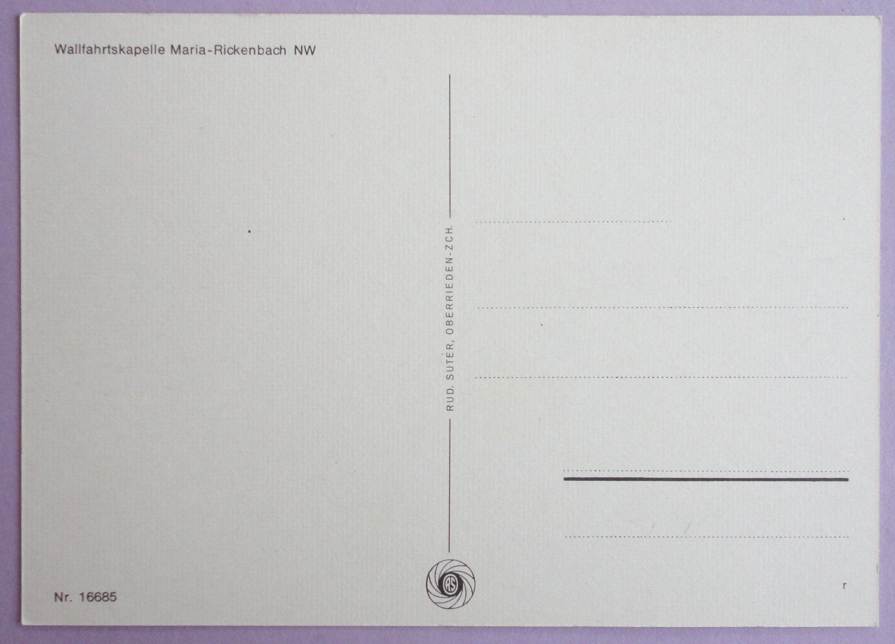 Ansichtskarten: Wallfahrtskapelle Maria-Rickenbach NW – Gebraucht aus Fétigny von Billy2miny 1