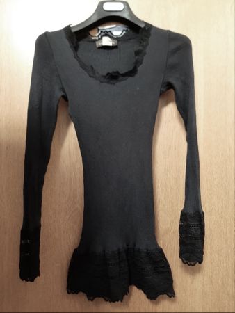 rosemunde langarmshirt schwarz mit spitze gr. M