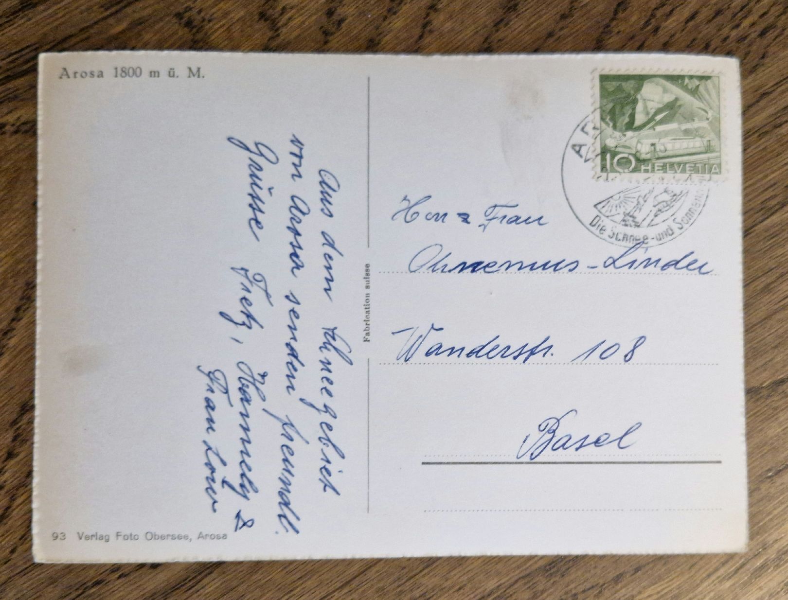 Cartoline postali: Winterliches Arosa 50iger Jahre – Usato da Ebikon venduto da Donar50 1