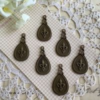 6 Anhanger Charm Fleur de Lyss Metall Pendentif