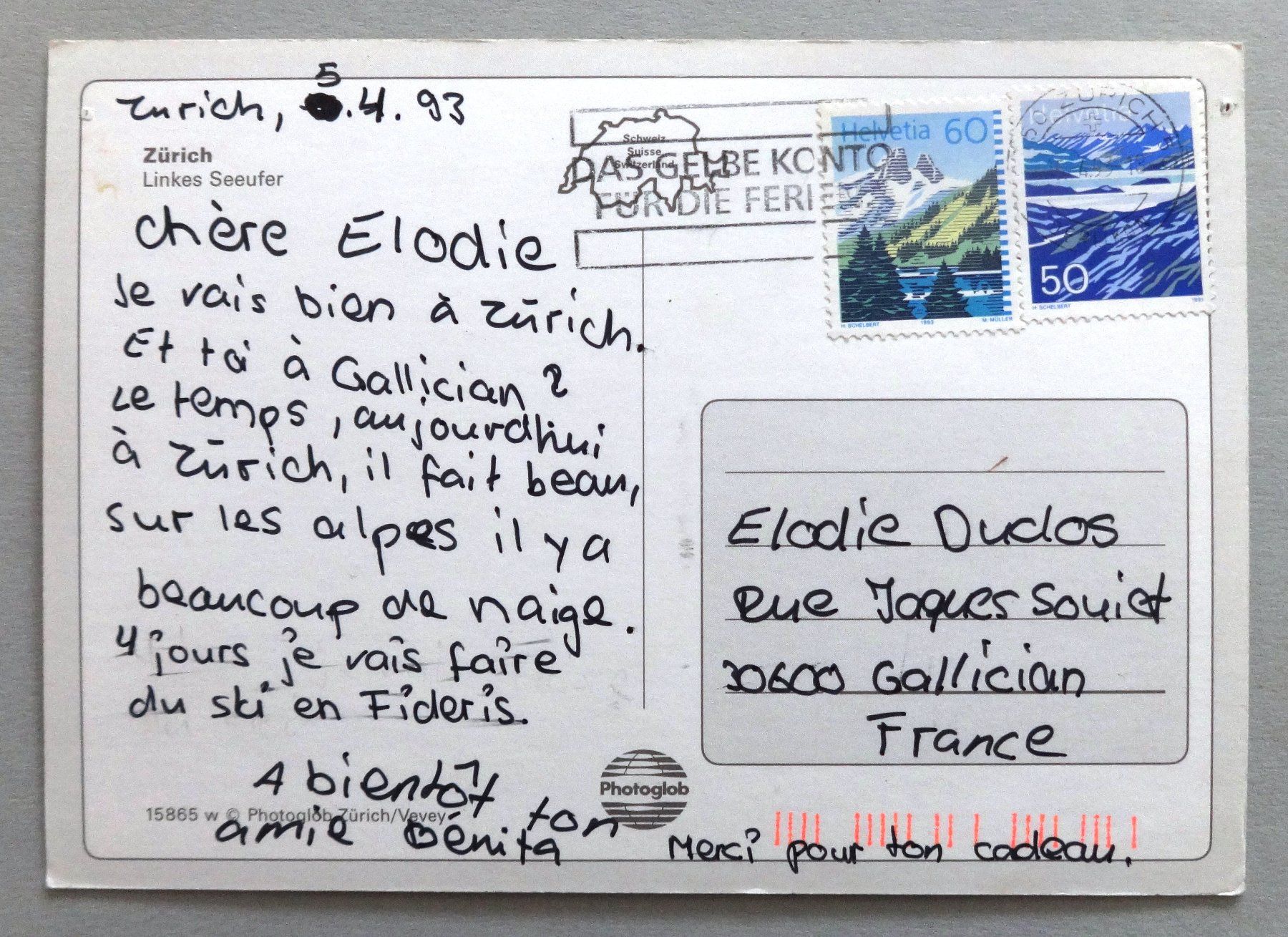 Cartoline postali: Zürich, Linkes Seeufer – Usato da Fétigny venduto da Billy2miny 1