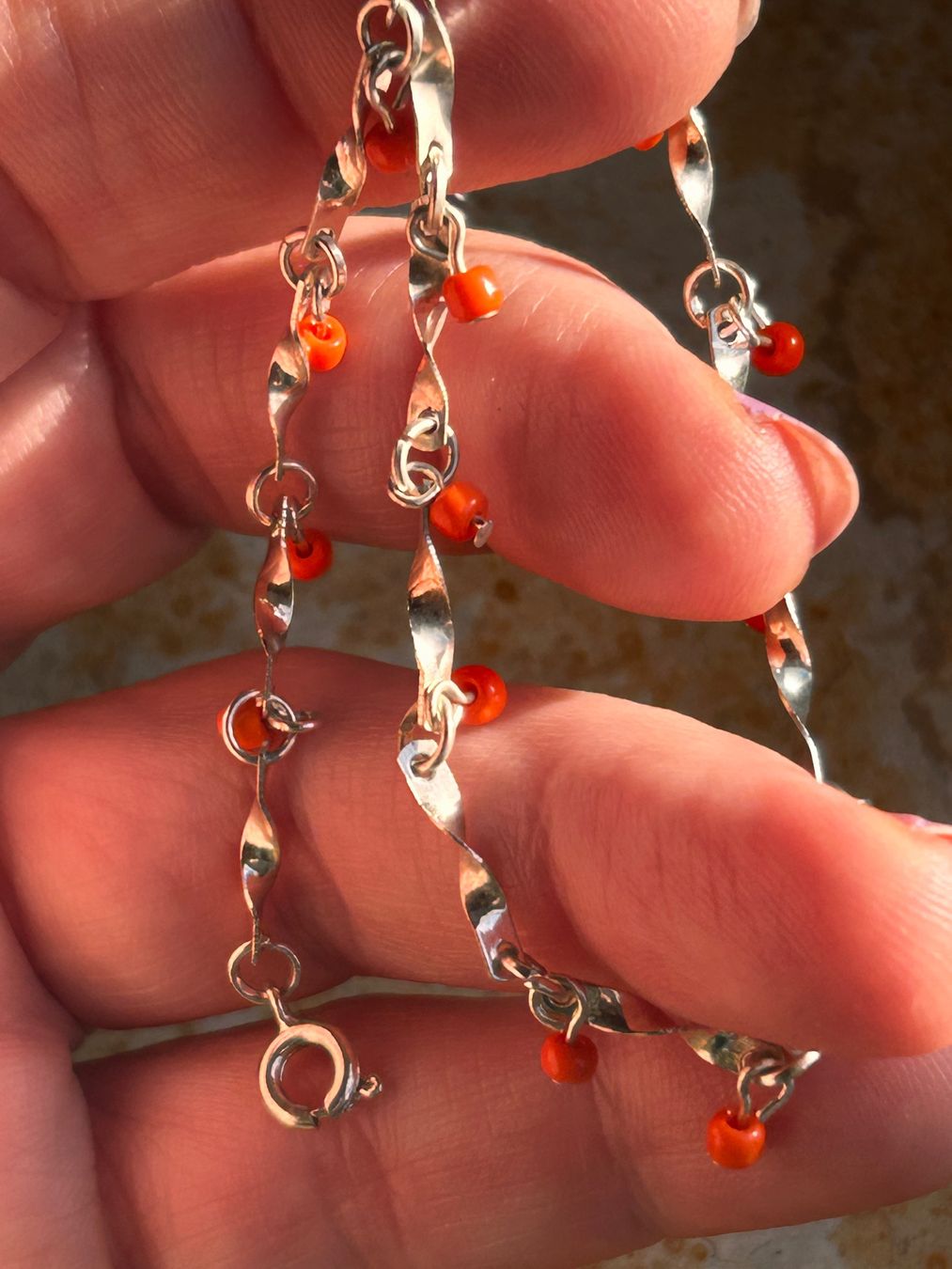 Catenine: Fusskette orange-silber (21-28cm) – Usato da Dittingen venduto da Bellevista 7