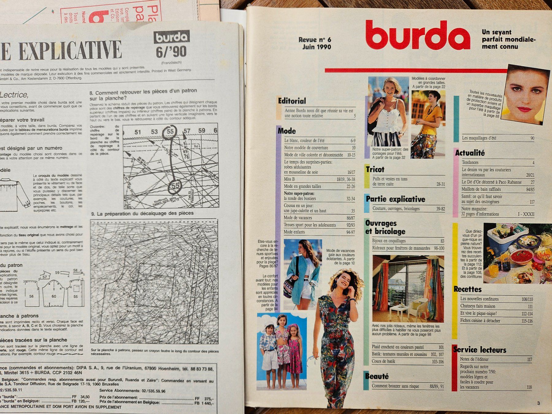 Schnittmuster: Burda juin 1990 / tout pour les vacances – Gebraucht aus Lausanne von tal_01 1