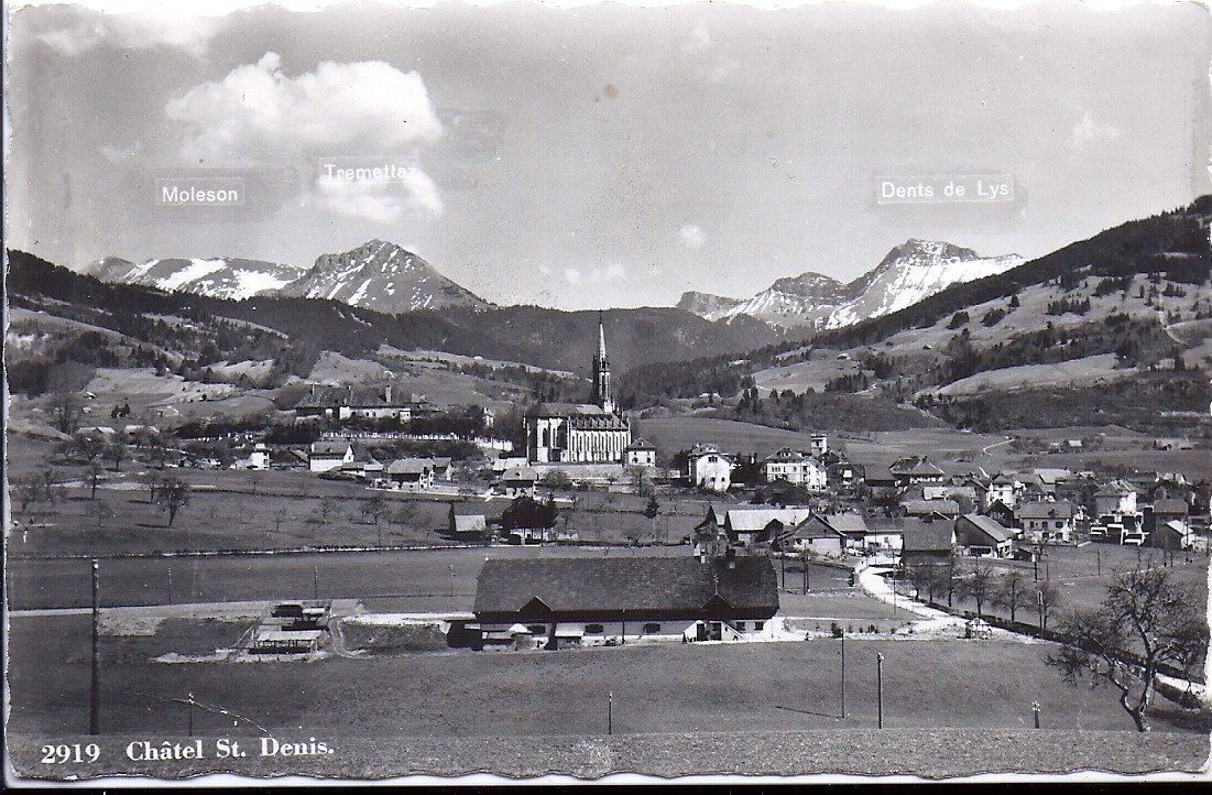 Ansichtskarten: CHÂTEL - St. DENIS, vue partielle – Gebraucht aus Les Verrières von Scampi0