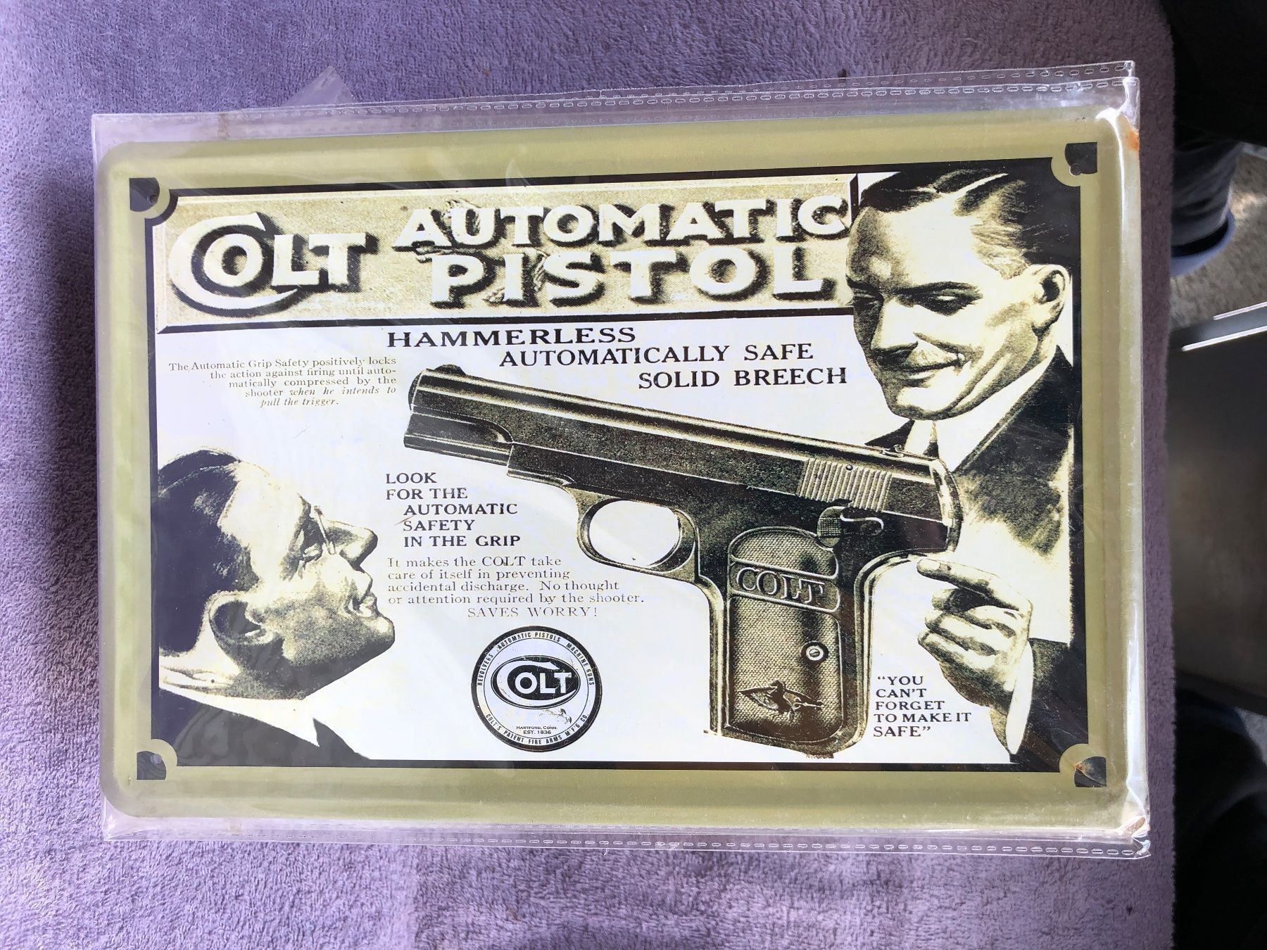 Insegne: Colt automatic pistole waffen werbung – Nuovo (secondo la descrizione) da Reinach AG venduto da rares75