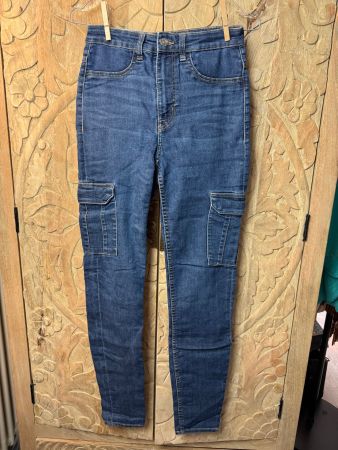 High Waist Cargo Jeans Blau, H&M DIVIDED - Grösse 36