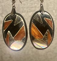 Boucles d'oreilles Lee SANDS création bois nacré Abalone!