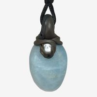 Facettierter Aquamarin Steinanhänger mit Barockperle