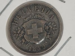 20 rappen 1859 mit Wappen seltene Erhaltung !!