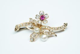 Blumen Brosche Antikschmuck