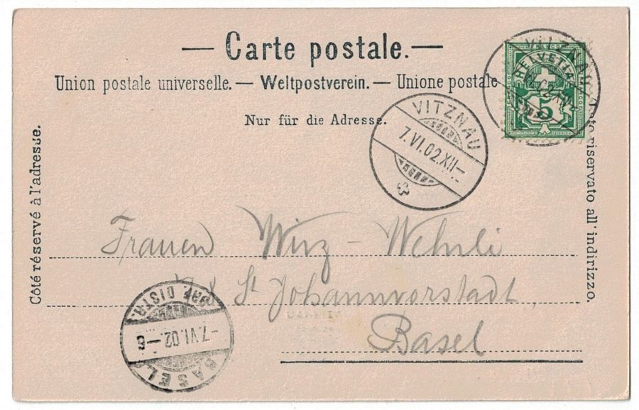 Cartoline postali: Vitznau, gelaufen 1902 – Usato da Frauenfeld venduto da POML 1
