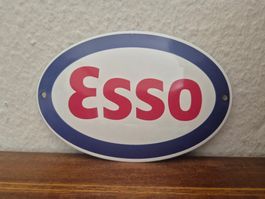 Emailschild Esso Tankstelle Tanksäule Garage Emaille Schild