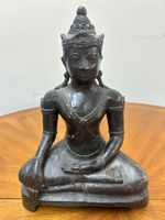 antike Buddha-Statue Bronze Thailand schöne Patina 19. Jh.