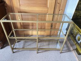 goldiger Konsolentisch mit Glasplatten, Top Zustand!