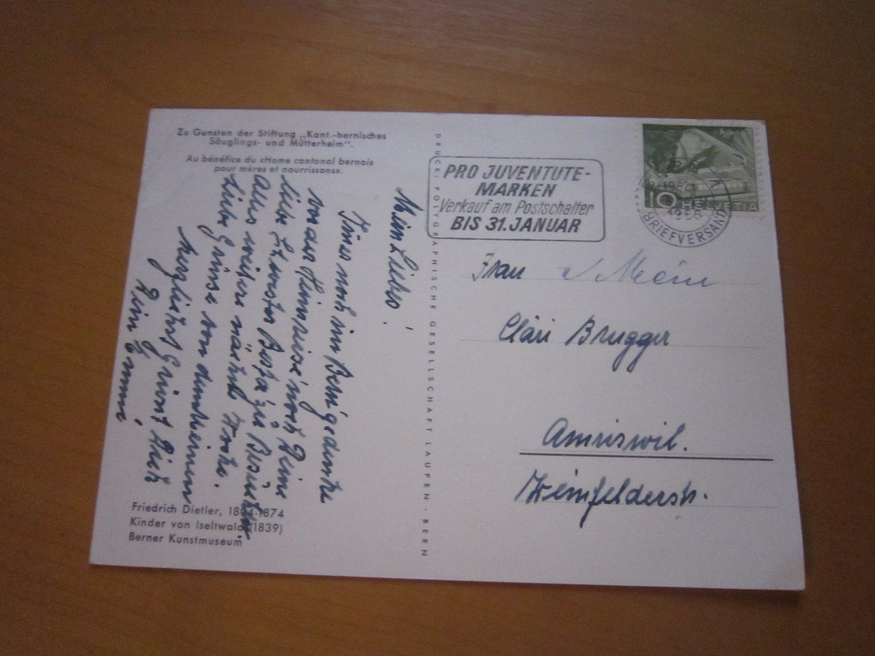 Cartoline postali: No 3 Postkarte Kinder zu gunsten Stiftung Bern – Usato da Gordola venduto da Polentaefung 1