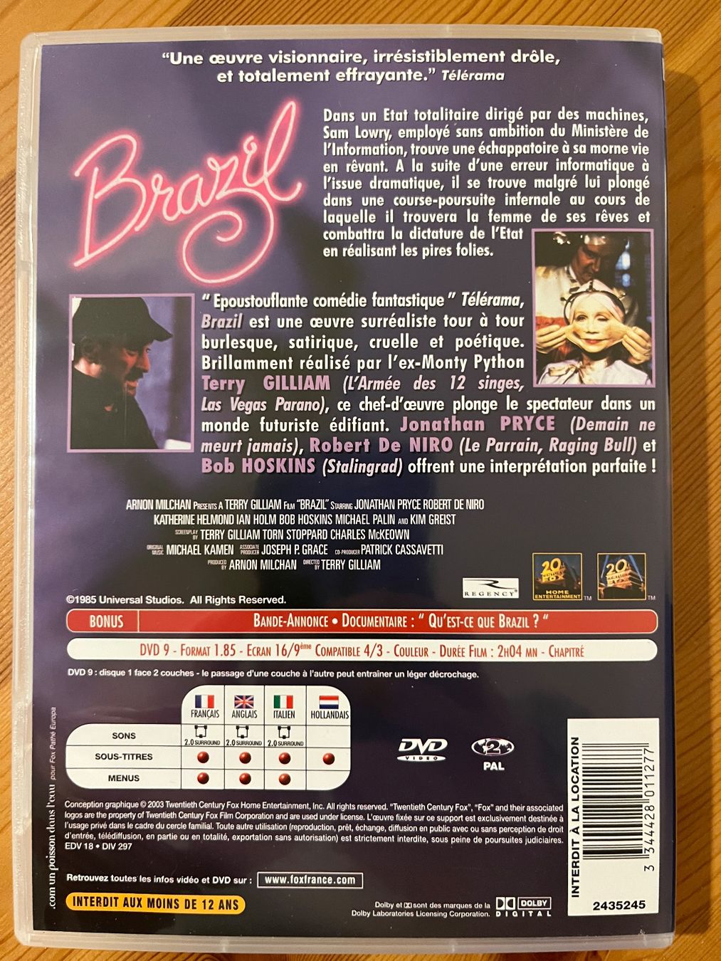 Tutti i DVDs: BRAZIL - TERRY GILLIAM  - JONATHAN PRYCE, ROBERT DE NIRO – Usato da Lausanne venduto da sbar224 1