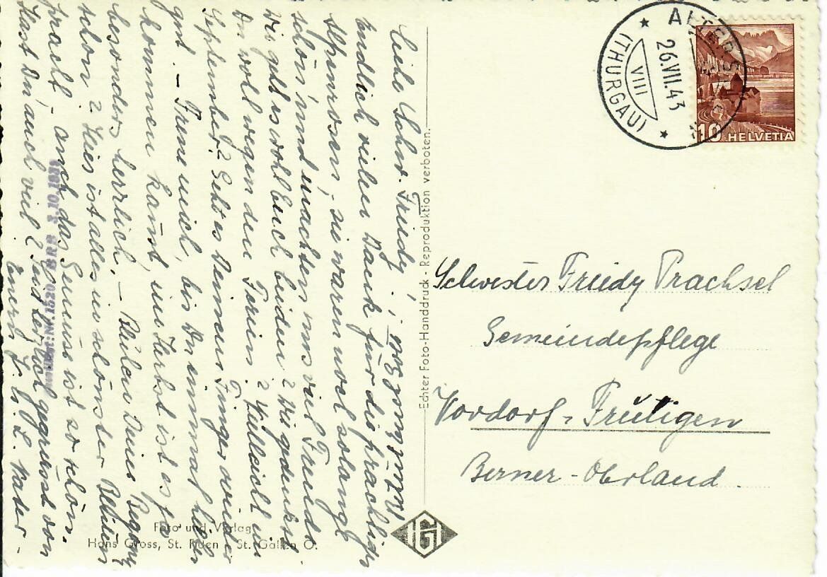 Ansichtskarten: Weinfelden  1943 – Gebraucht aus Hochdorf von Ziegel-16 1