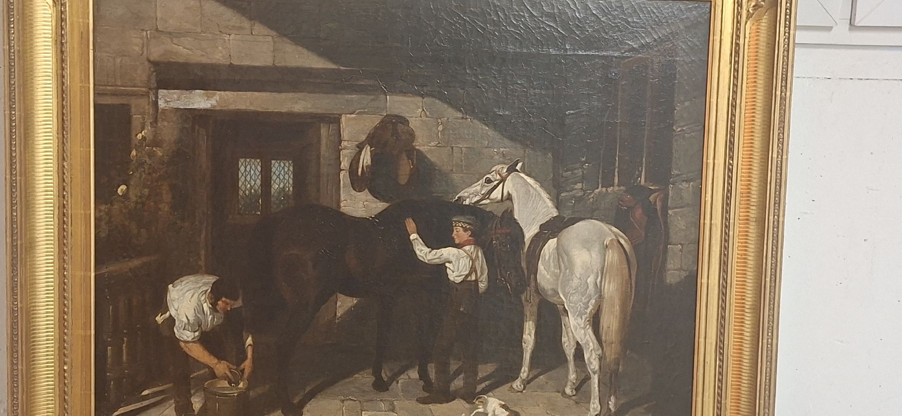 Dipinti: Ölgemälde H.H. Armstead "Stallszene mit Pferden" 1854 . – Usato da Dübendorf venduto da Babyl2945