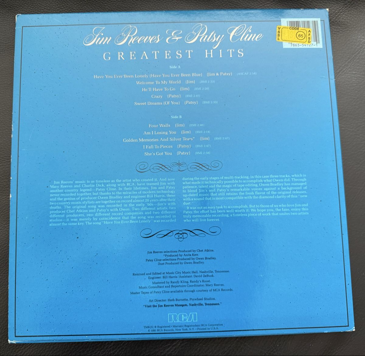 Schallplatten: Jim Reeves & Patsy Cline - Greatest Hits Schallplatte – Gebraucht aus Goldach von Messerguru 1