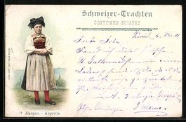 AK Aargau, Trachtenmädchen, 1901