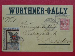 1896, Expo-Vignette GENF mit 61B nach DRESDEN (DE), RAR!